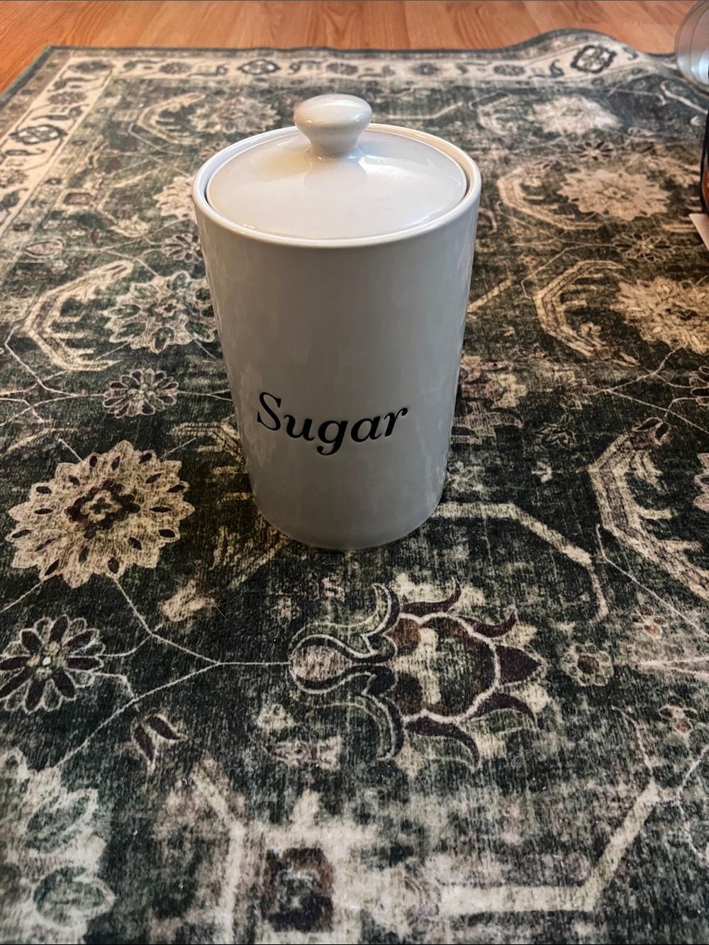 Crofton 43 oz. White Ceramic Sugar Canister with Lid - Classic Kitchen Storage